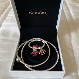 NEW Pandora Moments Necklace with Pendant & Minnie/Mickey Charms
